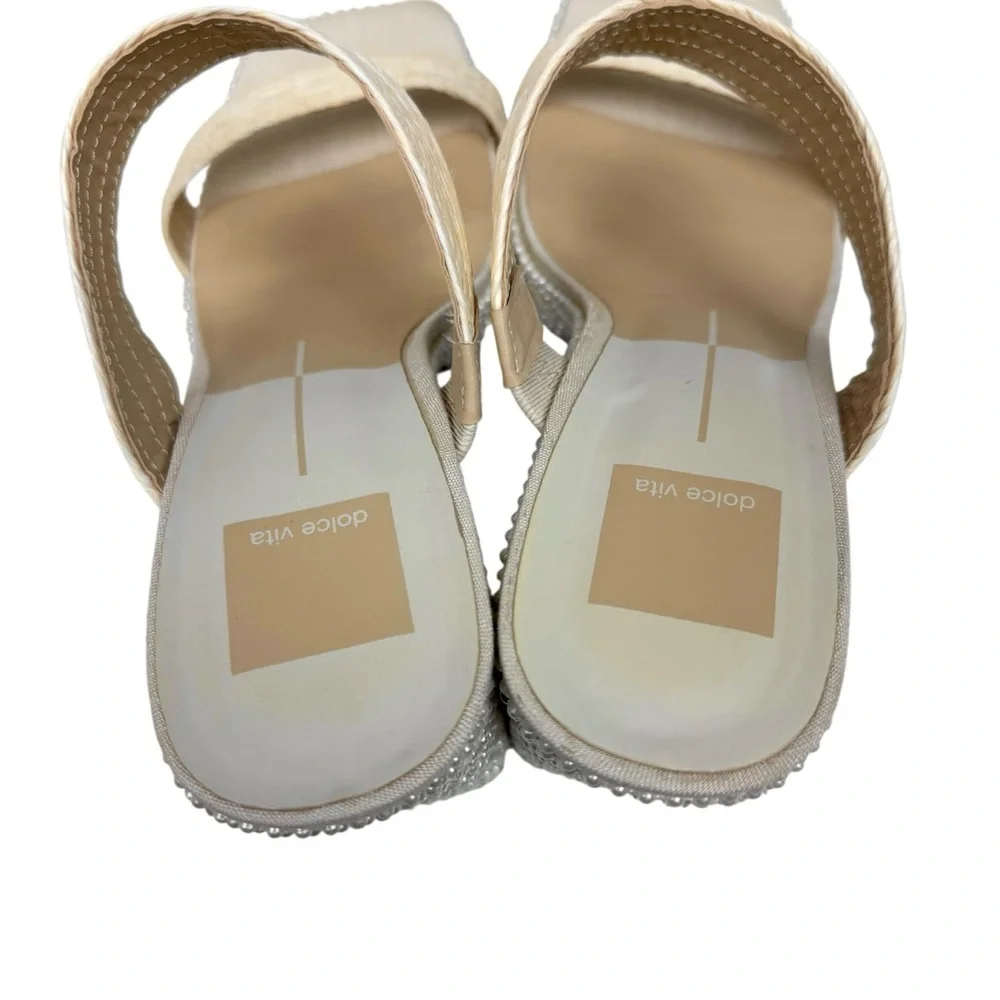 Dolce Vita Cream Braided Pearl-Trim Block Heel Sandal - Picture 12 of 14